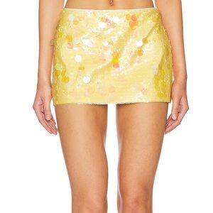 Danielle Guizio Paillette Skirt in Soft Daisy